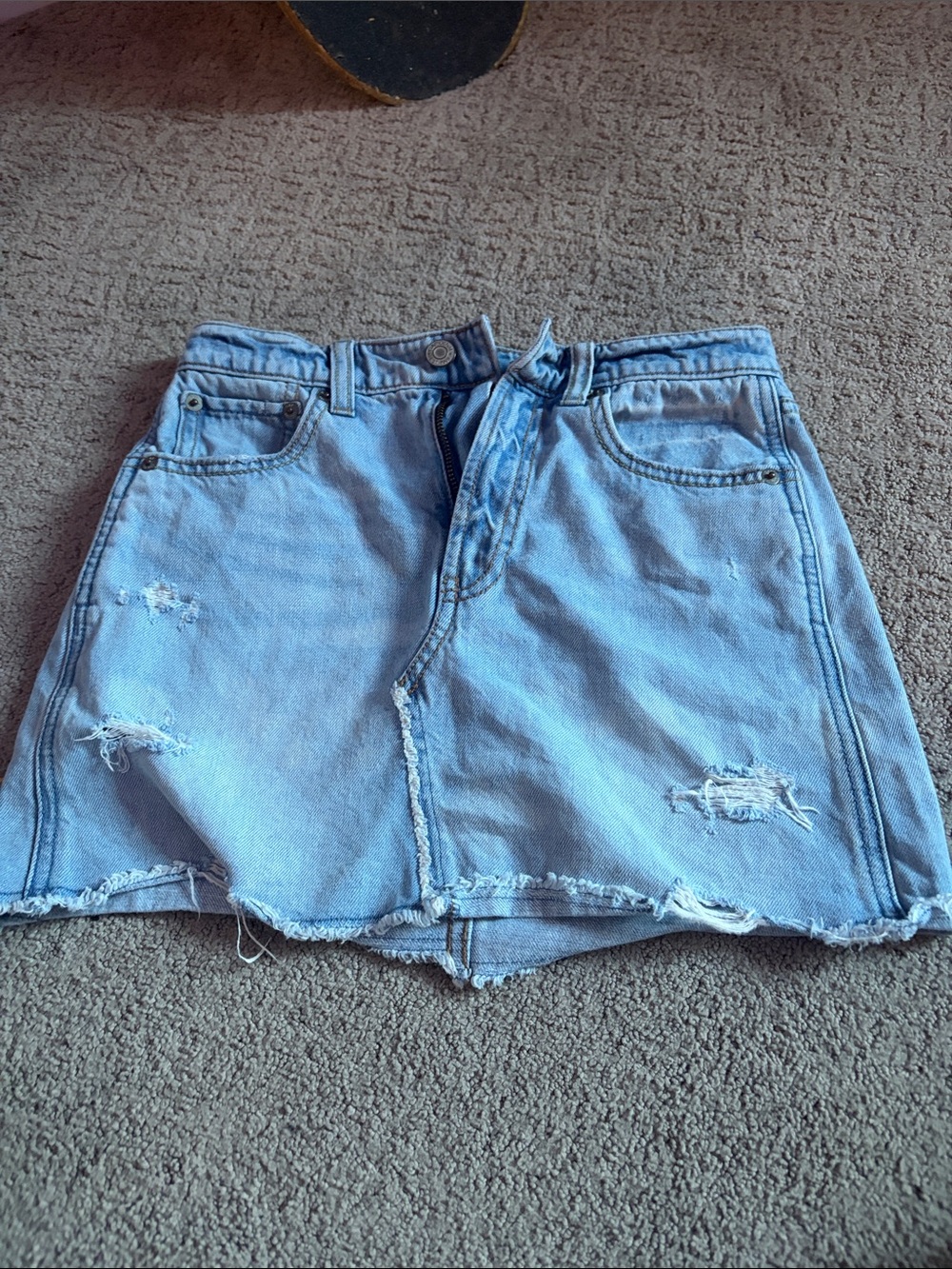 GAP Light Blue Distressed Denim Mini Skirt